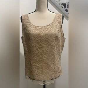 LE SUIT SLEEVELESS LACE LINED WOMENS TOP/BLOUSE SZ 14 HIDDEN ZIPPER LIGHTWEIGHT